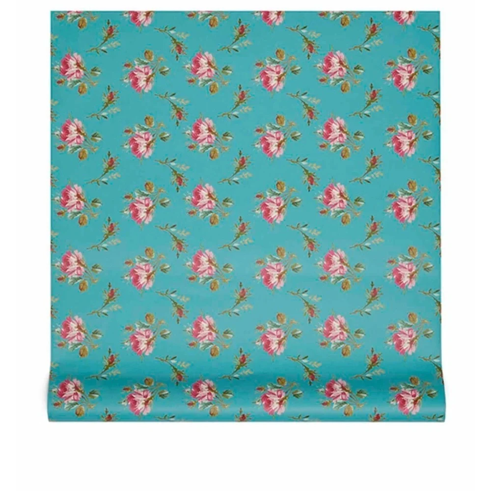 Gucci Turquoise Pink Rose Print Floral Wallpaper New Sealed